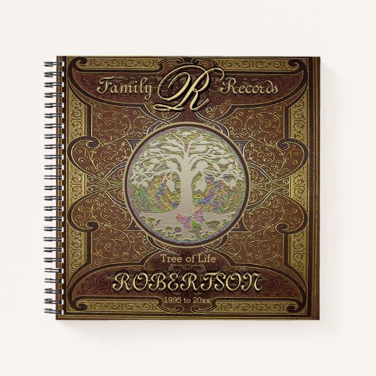 ファミリツリー |アンティークヴィンテージレザーブック ノートブック (正面)