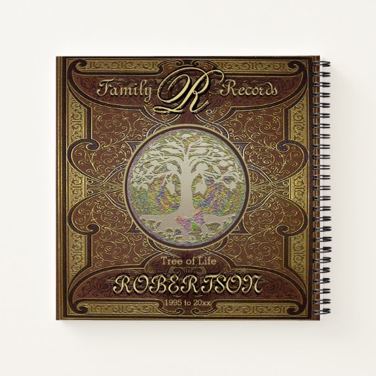 ファミリツリー |アンティークヴィンテージレザーブック ノートブック (裏面)