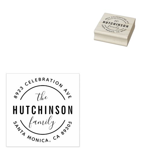 ファミリパーソナライズされたはっきりした名丸差出人住所 ラバースタンプ (押印)