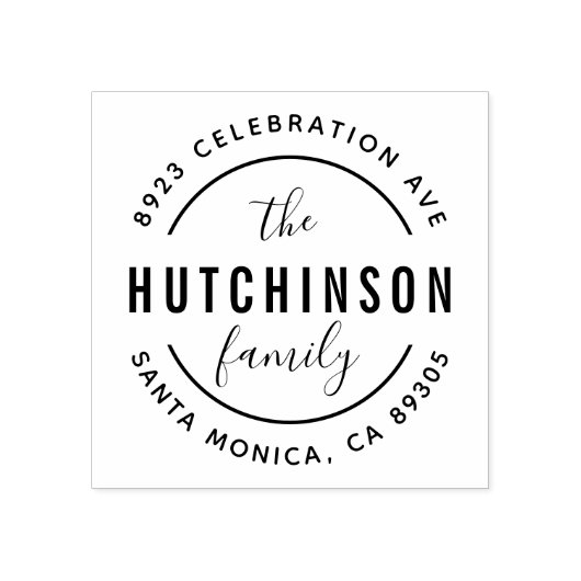 ファミリパーソナライズされたはっきりした名丸差出人住所 ラバースタンプ (インプリント)