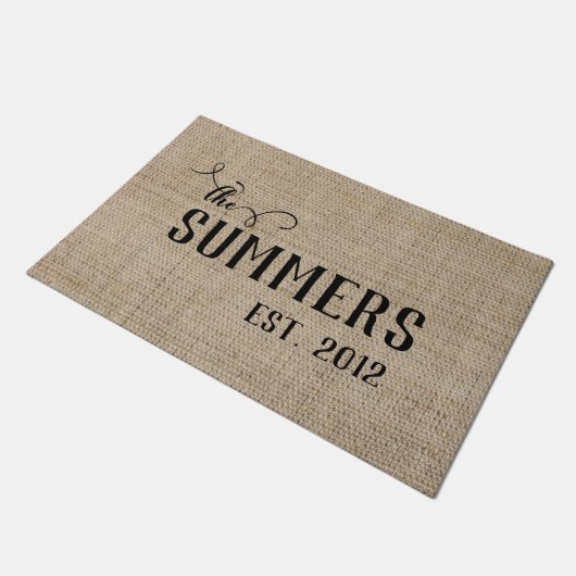 ファミリパーソナライズされたカスタムーの姓の日付 ドアマット (アングル)