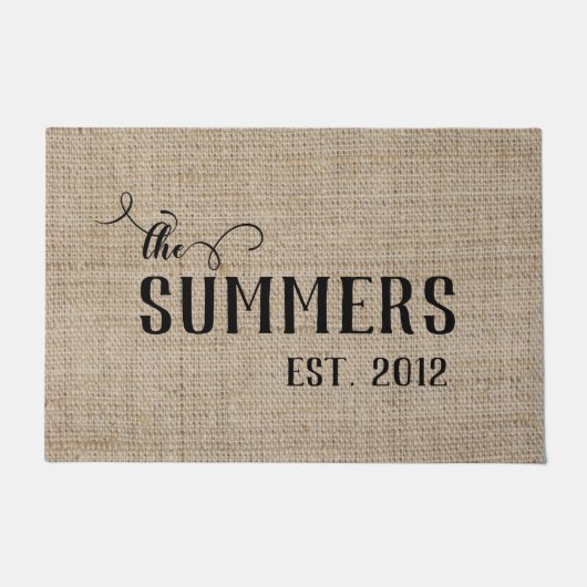 ファミリパーソナライズされたカスタムーの姓の日付 ドアマット (正面)