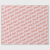 ファミリパーソナライズされたシグネチャーモダンスクリプトピンク ラッピングペーパー (フラット)