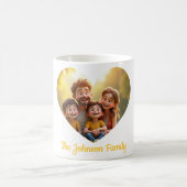 ファミリパーソナライズされたハートフォトマグカップ – 名前をカスタムする コーヒーマグカップ (中央)