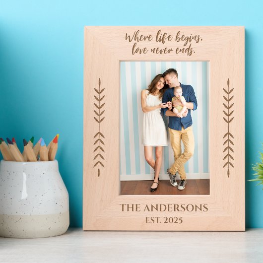 ファミリパーソナライズされたフォトフレーム(名前をカスタムする付) レーザー彫刻フレーム