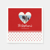 ファミリパーソナライズされたフォト赤いハートフレーモダンムA スタンダードカクテルナプキン (正面)