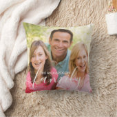 ファミリパーソナライズされたホワイトスクリプトオーバーレイ2写真 クッション (ブランケット)