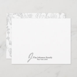 ファミリパーソナライズされたモノグラム名スクリプエレガントト ノートカード