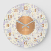 ファミリパーソナライズされたーネームパステルフローラカッパー ラージ壁時計 (正面)