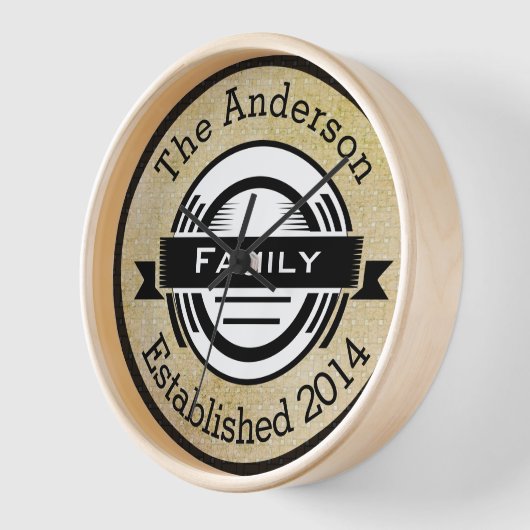ファミリパーソナライズされたー名レトロロゴスタイル 壁時計 (傾斜)
