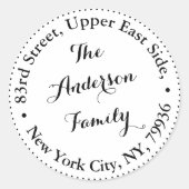 ファミリパーソナライズされた名エレガント差出人住所 ラウンドシール (正面)