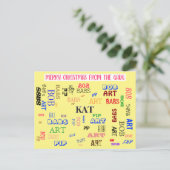 ファミリパーソナライズされた名カスタムWordクラウド ポストカード (スタンド正面)