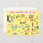 ファミリパーソナライズされた名カスタムWordクラウド ポストカード (正面/裏面)