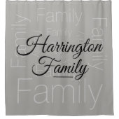 ファミリパーソナライズされた名シックグレー シャワーカーテン (正面)