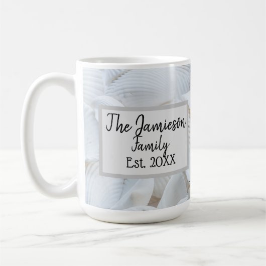 ファミリパーソナライズされた名シーシェル コーヒーマグカップ (左)