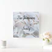 ファミリパーソナライズされた名シーシェル スクエア壁時計 (ホーム)