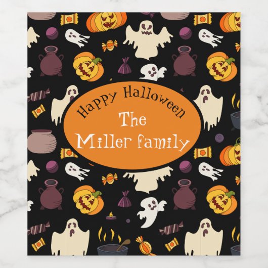 ファミリパーソナライズされた名ハローウィンパーティ ワインラベル (シングルラベル)