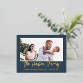 ファミリパーソナライズされた名フォトフレーム 箔シーズンポストカード (立ち正面)