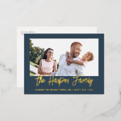 ファミリパーソナライズされた名フォトフレーム 箔シーズンポストカード (正面/裏面)