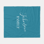 ファミリパーソナライズされた名ブルーグリーン フリースブランケット (正面(横))