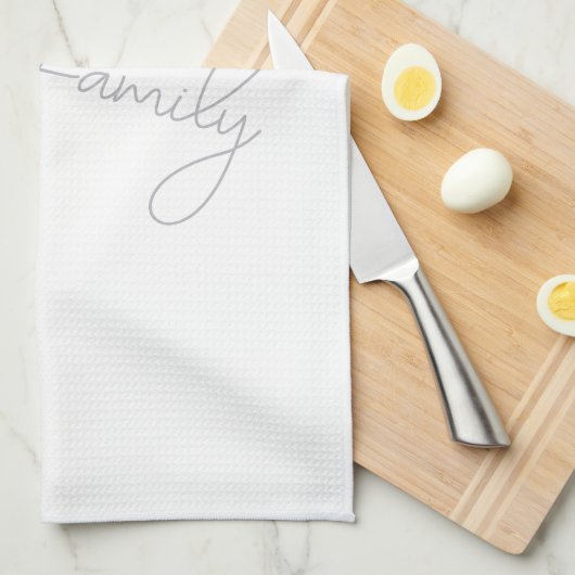 ファミリパーソナライズされた名モダンミニマル キッチンタオル (四つ折り)