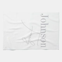 ファミリパーソナライズされた名モダンミニマル キッチンタオル