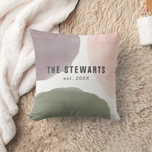 ファミリパーソナライズされた名モダン水色円 クッション (ブランケット)