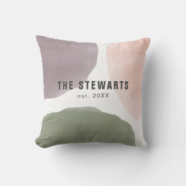 ファミリパーソナライズされた名モダン水色円 クッション