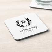 ファミリパーソナライズされた名モノグラム飲料用コースター コースター (左側)