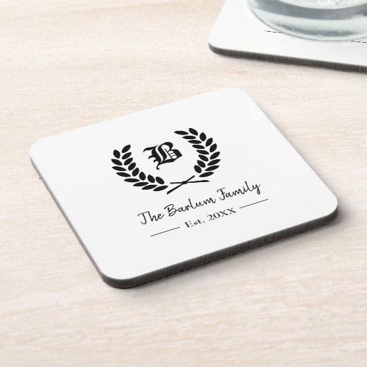 ファミリパーソナライズされた名モノグラム飲料用コースター コースター (左側)
