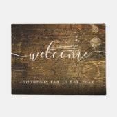 ファミリパーソナライズされた名ヴィンテージウッド素朴 ドアマット (正面)
