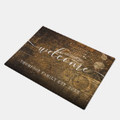 ファミリパーソナライズされた名ヴィンテージウッド素朴 ドアマット (アングル)