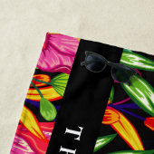 ファミリパーソナライズされた名花のパターン背景 ビーチタオル (インサイチュ)