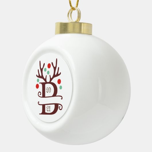 ファミリパーソナライズされた名「B」 セラミックボールオーナメント (右)