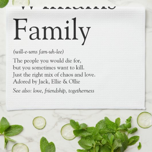 ファミリパーソナライズされた定義 キッチンタオル (折り畳み)