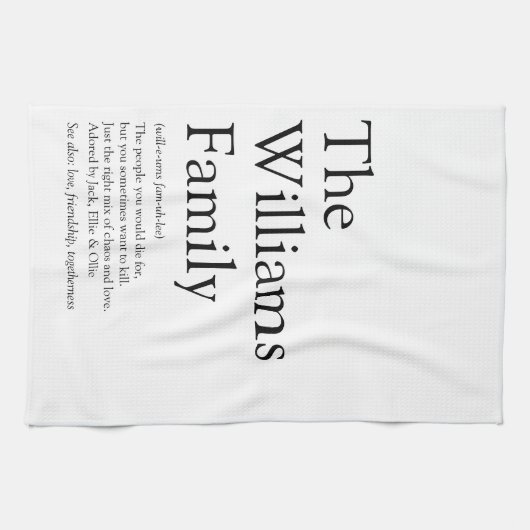 ファミリパーソナライズされた定義 キッチンタオル (横)