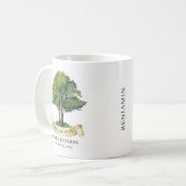 ファミリパーソナライズされた懇親会ツリーリボン名 コーヒーマグカップ (正面左)