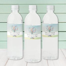 ファミリパーソナライズされた懇親会ファミリーツリーウォーターカラー ペットボトルラベル