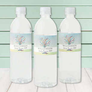 ファミリパーソナライズされた懇親会ファミリーツリーウォーターカラー ペットボトルラベル