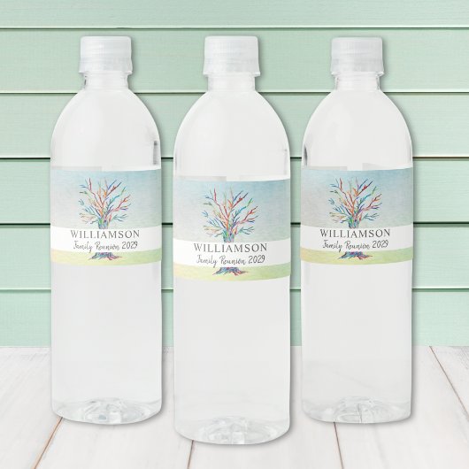 ファミリパーソナライズされた懇親会ファミリーツリーウォーターカラー ペットボトルラベル