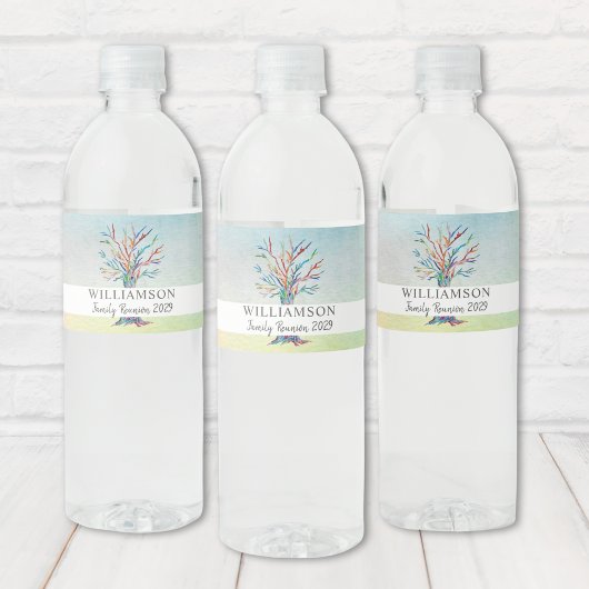 ファミリパーソナライズされた懇親会ファミリーツリーウォーターカラー ペットボトルラベル