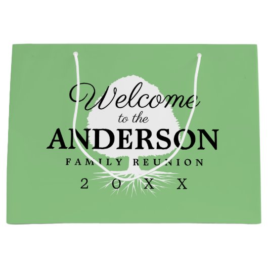 ファミリパーソナライズされた懇親会収集ツリー記号 ラージペーパーバッグ (正面)