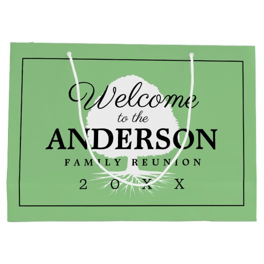 ファミリパーソナライズされた懇親会収集ツリー記号 ラージペーパーバッグ (裏面)