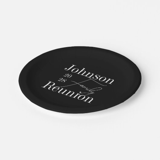 ファミリパーソナライズされた懇親会白黒パーティー ペーパープレート (アングル)