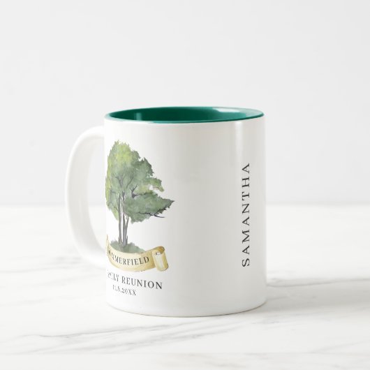 ファミリパーソナライズされた懇親会適用除外名 ツートーンマグカップ (正面左)