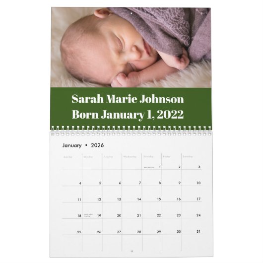 ファミリパーソナライズされた誕生日カレンダー カレンダー (1月 2026)