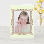 ファミリフォトアンティークピンクフレームの挿入 カード (黄色い花)