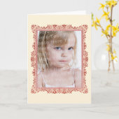 ファミリフォトアンティークピンク枠を挿入 カード (黄色い花)