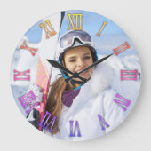 ファミリフォトレインボーグラディエントのローマ数字 ラージ壁時計 (正面)