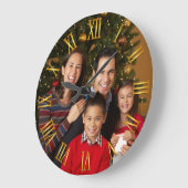 ファミリフォト金ゴールドグラデーションのローマ数字 ラージ壁時計 (傾斜)